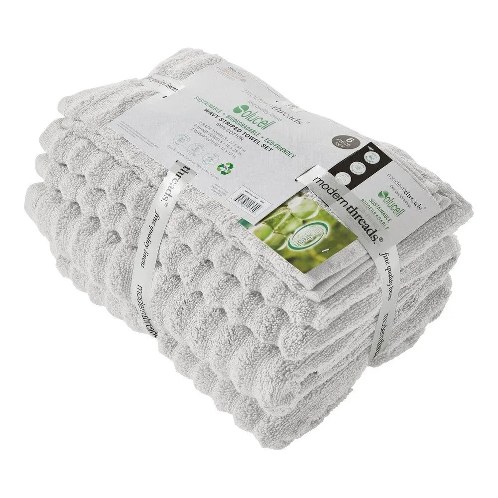 Cora 6 Piece Soft Egyptian Cotton Towel Set, Classic Textured Design, White By Casagear Home