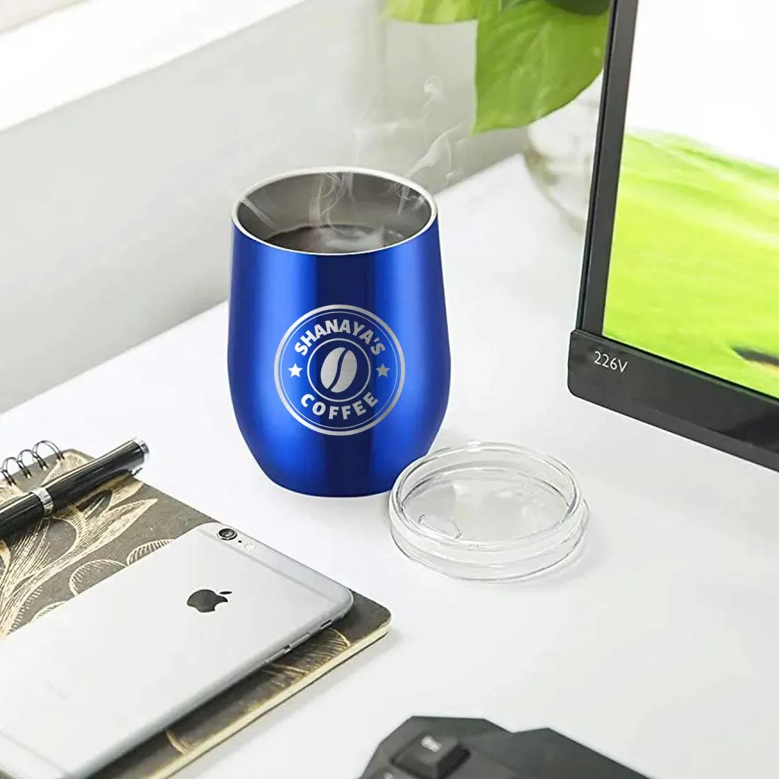 Customized Small Coffee Tumbler for Travelling with Name Engraved Design (350 ML) - Coffee