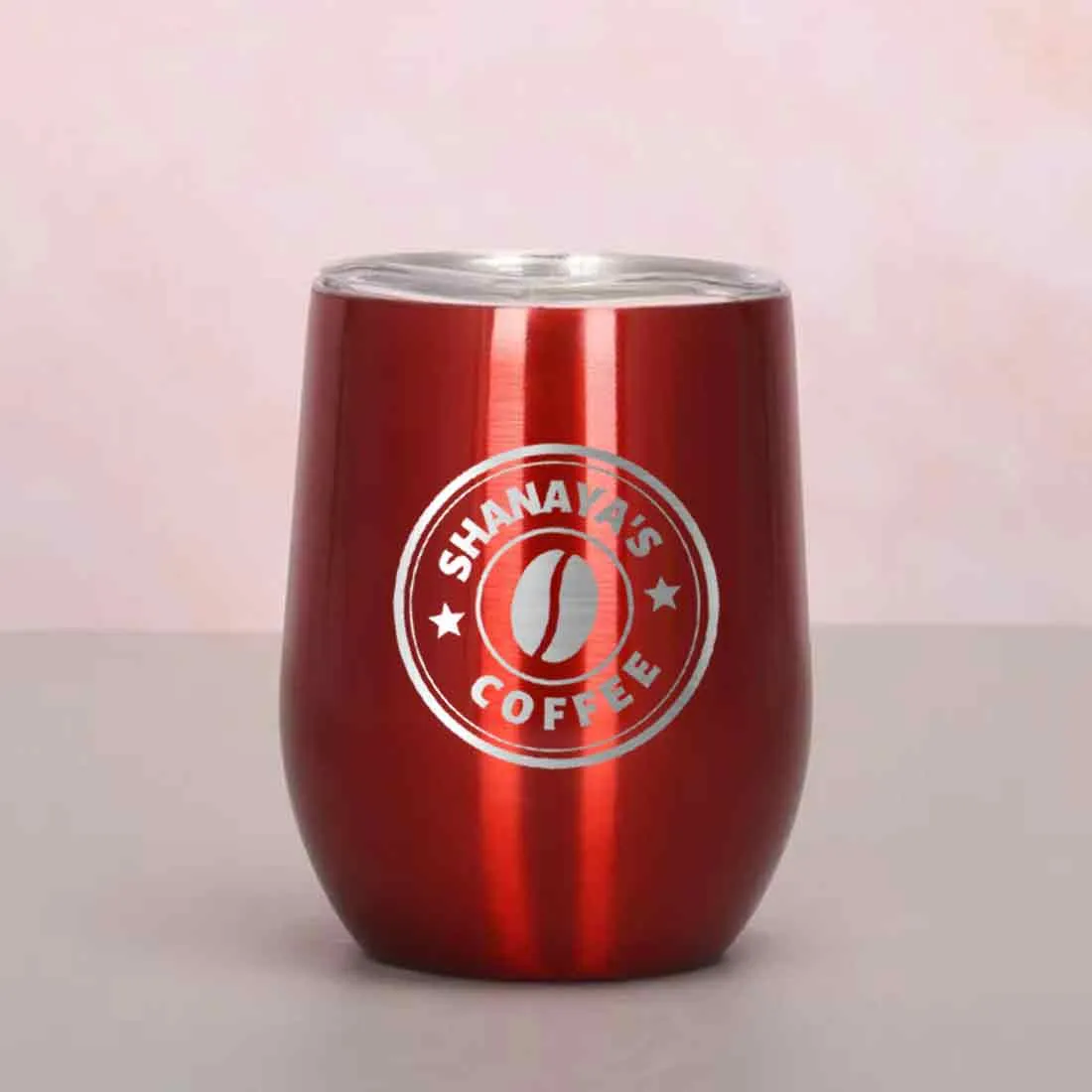 Customized Small Coffee Tumbler for Travelling with Name Engraved Design (350 ML) - Coffee