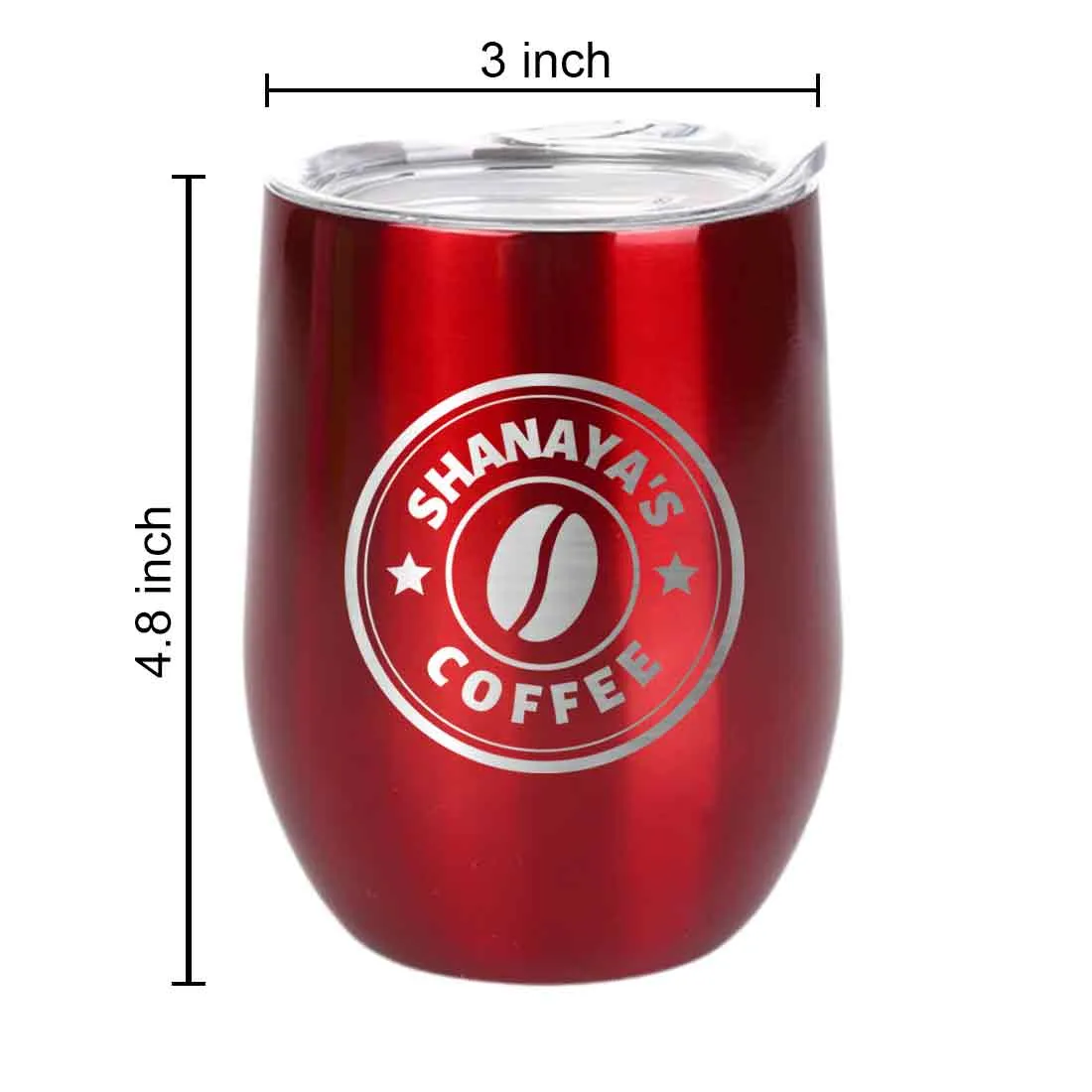 Customized Small Coffee Tumbler for Travelling with Name Engraved Design (350 ML) - Coffee