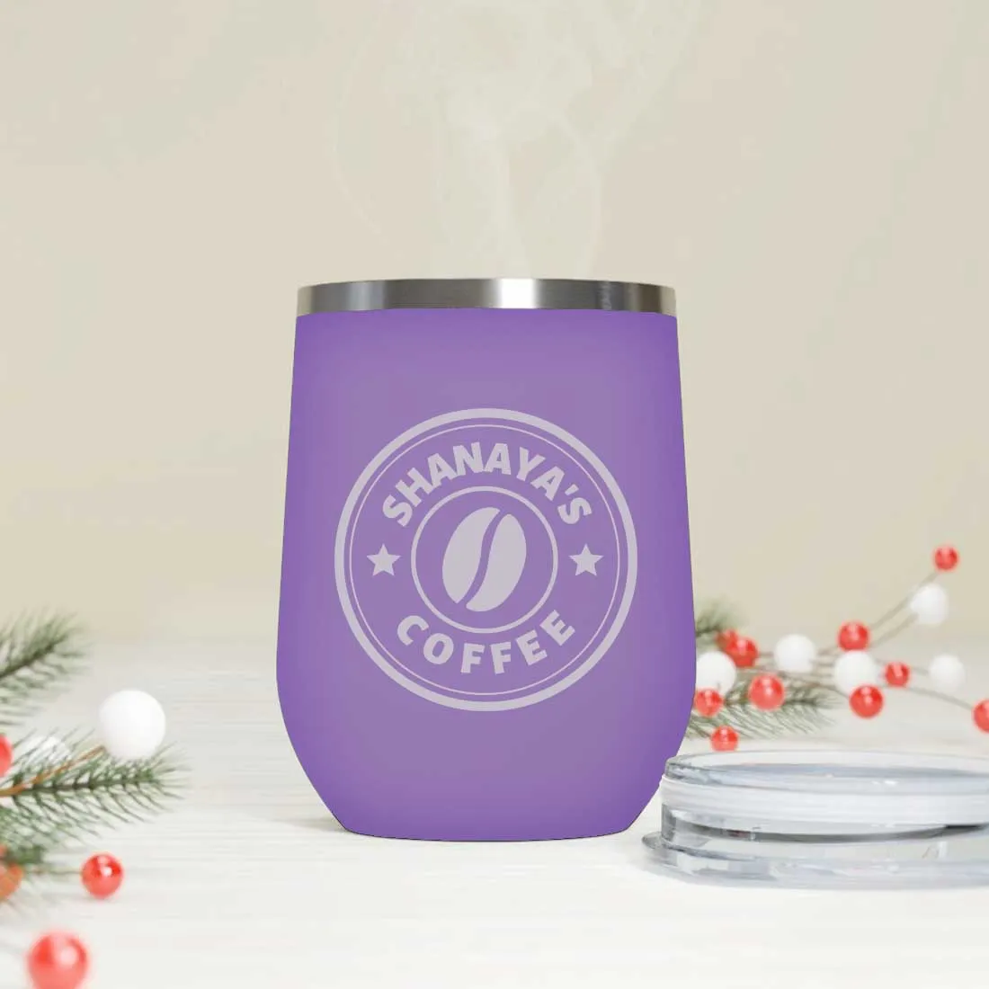 Customized Small Coffee Tumbler for Travelling with Name Engraved Design (350 ML) - Coffee