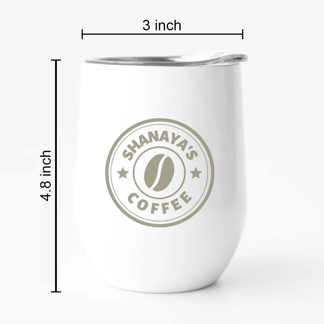 Customized Small Coffee Tumbler for Travelling with Name Engraved Design (350 ML) - Coffee