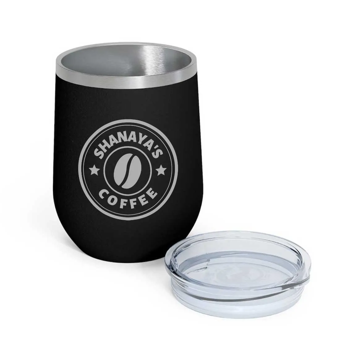 Customized Small Coffee Tumbler for Travelling with Name Engraved Design (350 ML) - Coffee