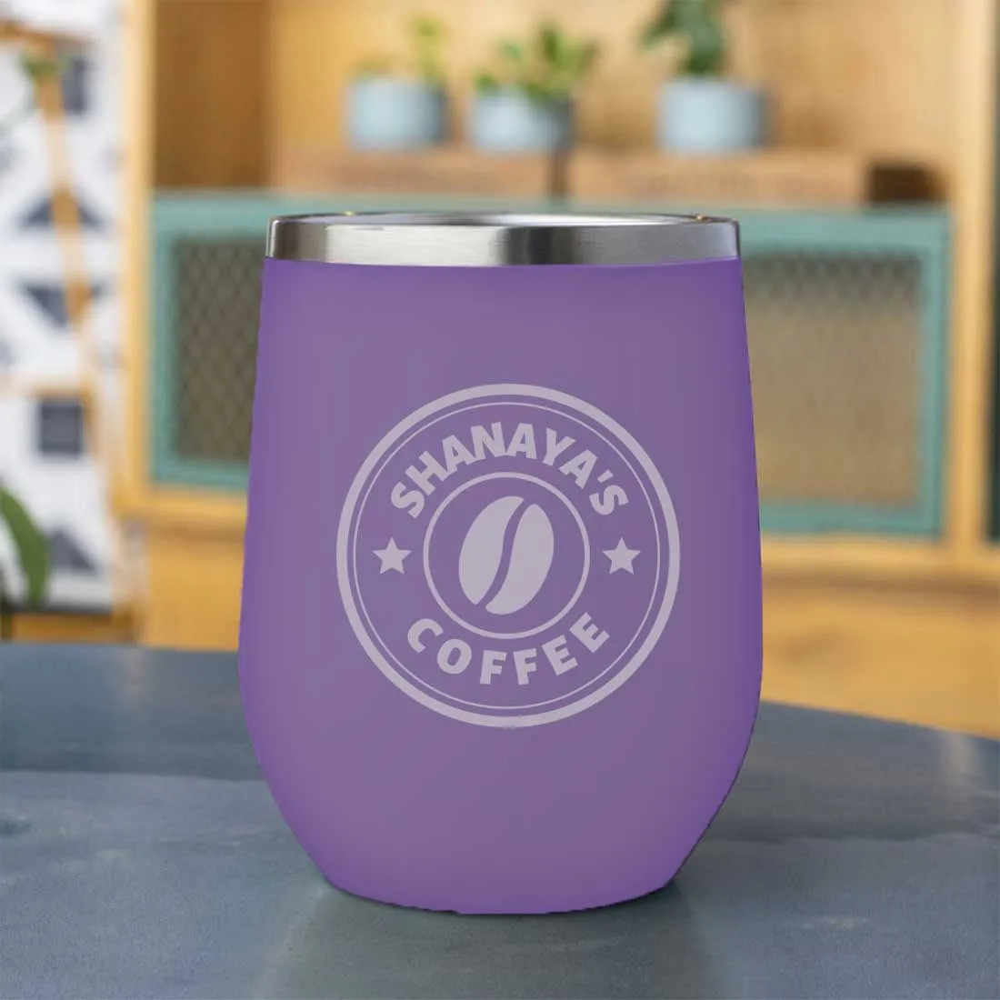 Customized Small Coffee Tumbler for Travelling with Name Engraved Design (350 ML) - Coffee