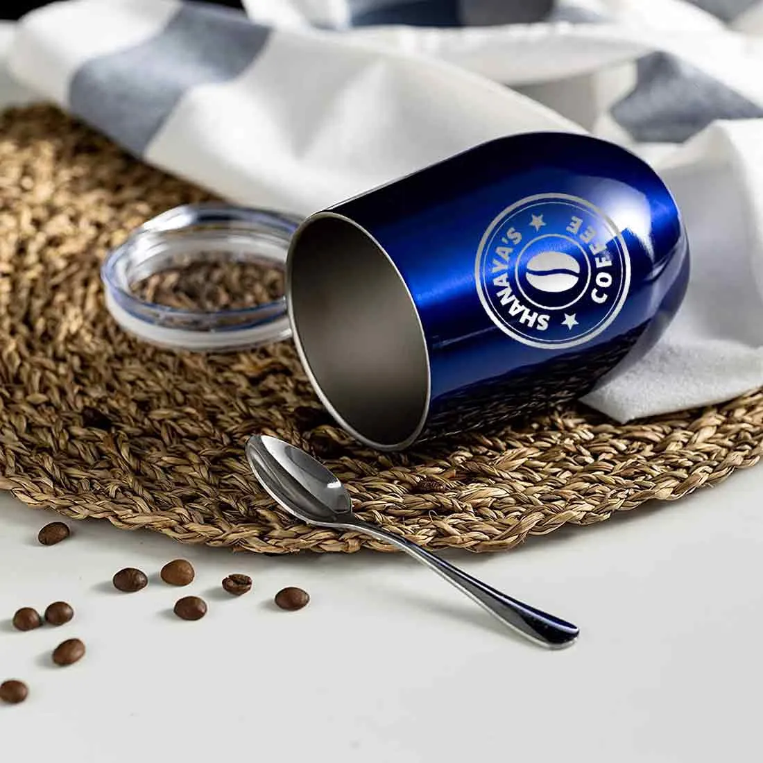 Customized Small Coffee Tumbler for Travelling with Name Engraved Design (350 ML) - Coffee