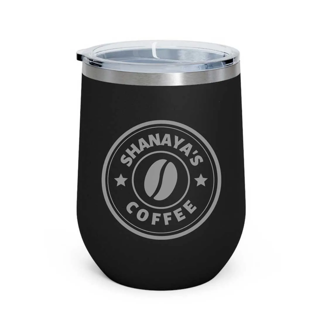 Customized Small Coffee Tumbler for Travelling with Name Engraved Design (350 ML) - Coffee