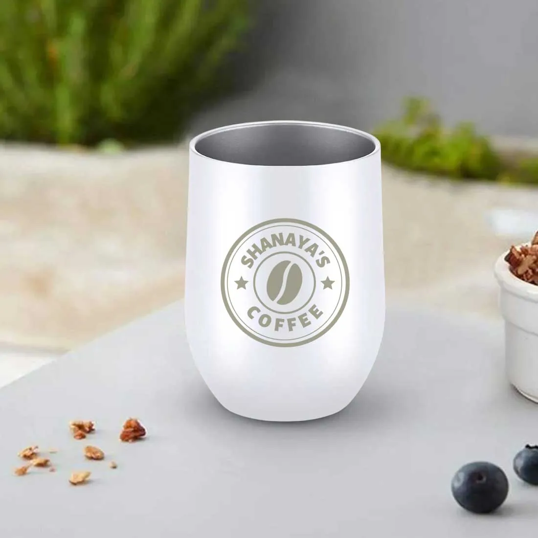 Customized Small Coffee Tumbler for Travelling with Name Engraved Design (350 ML) - Coffee