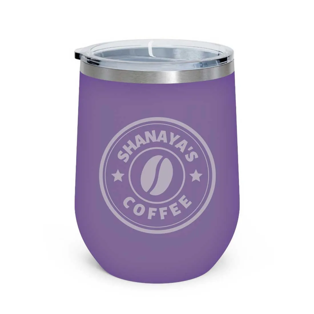 Customized Small Coffee Tumbler for Travelling with Name Engraved Design (350 ML) - Coffee