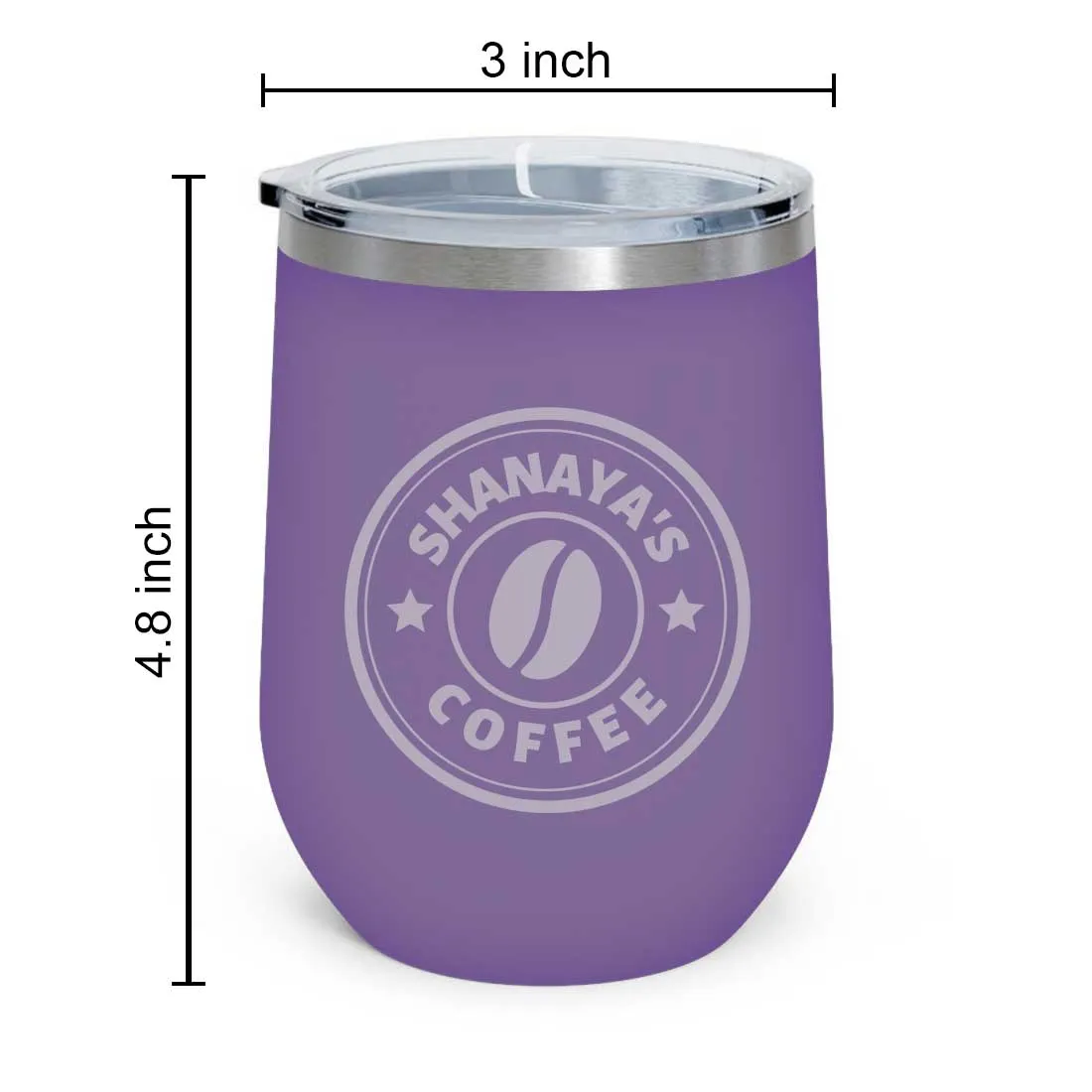 Customized Small Coffee Tumbler for Travelling with Name Engraved Design (350 ML) - Coffee