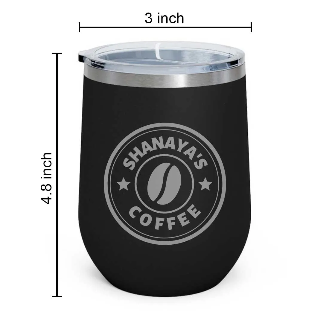 Customized Small Coffee Tumbler for Travelling with Name Engraved Design (350 ML) - Coffee