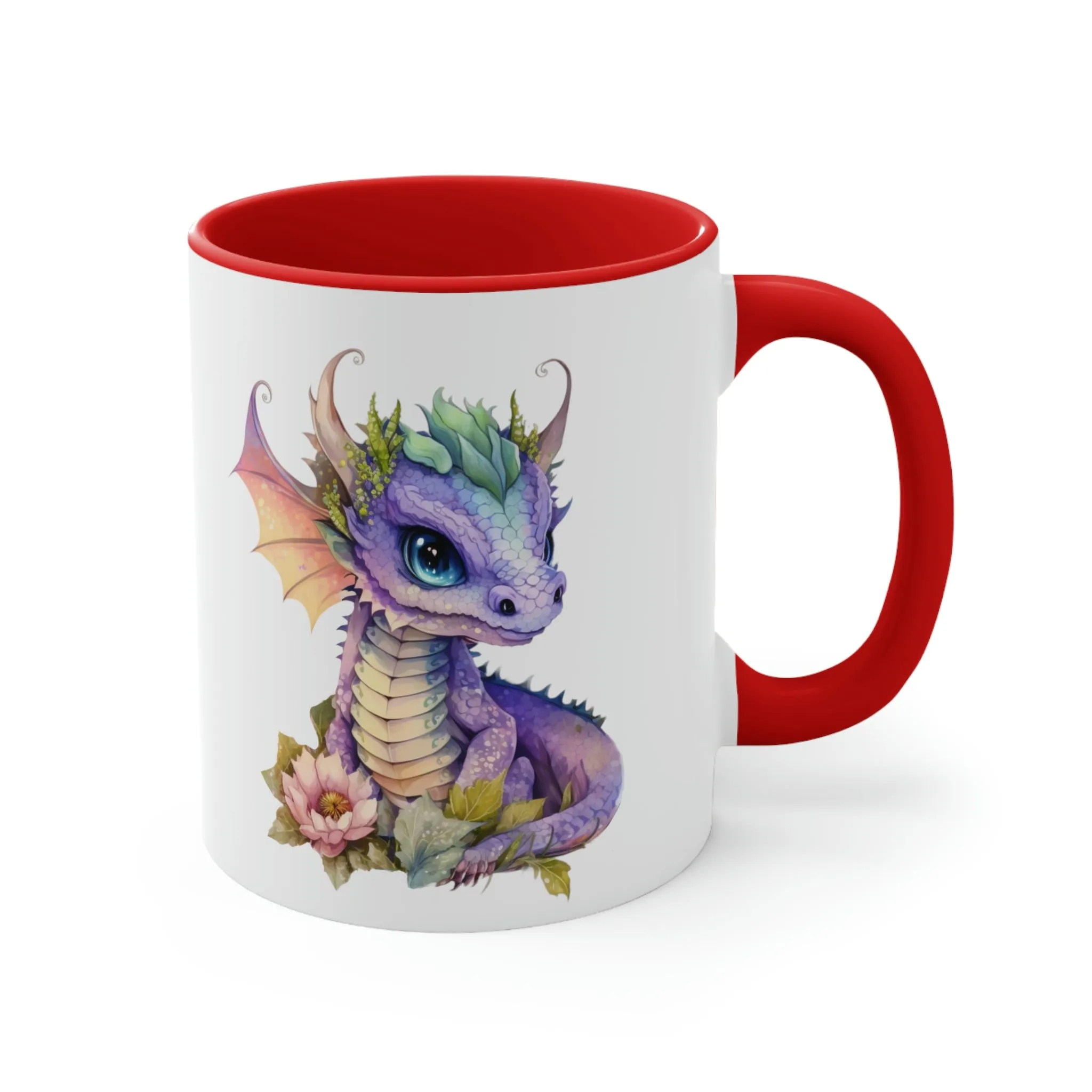 Cute Magic Watercolor Dragon 01 - Accent Coffee Mug, 11oz