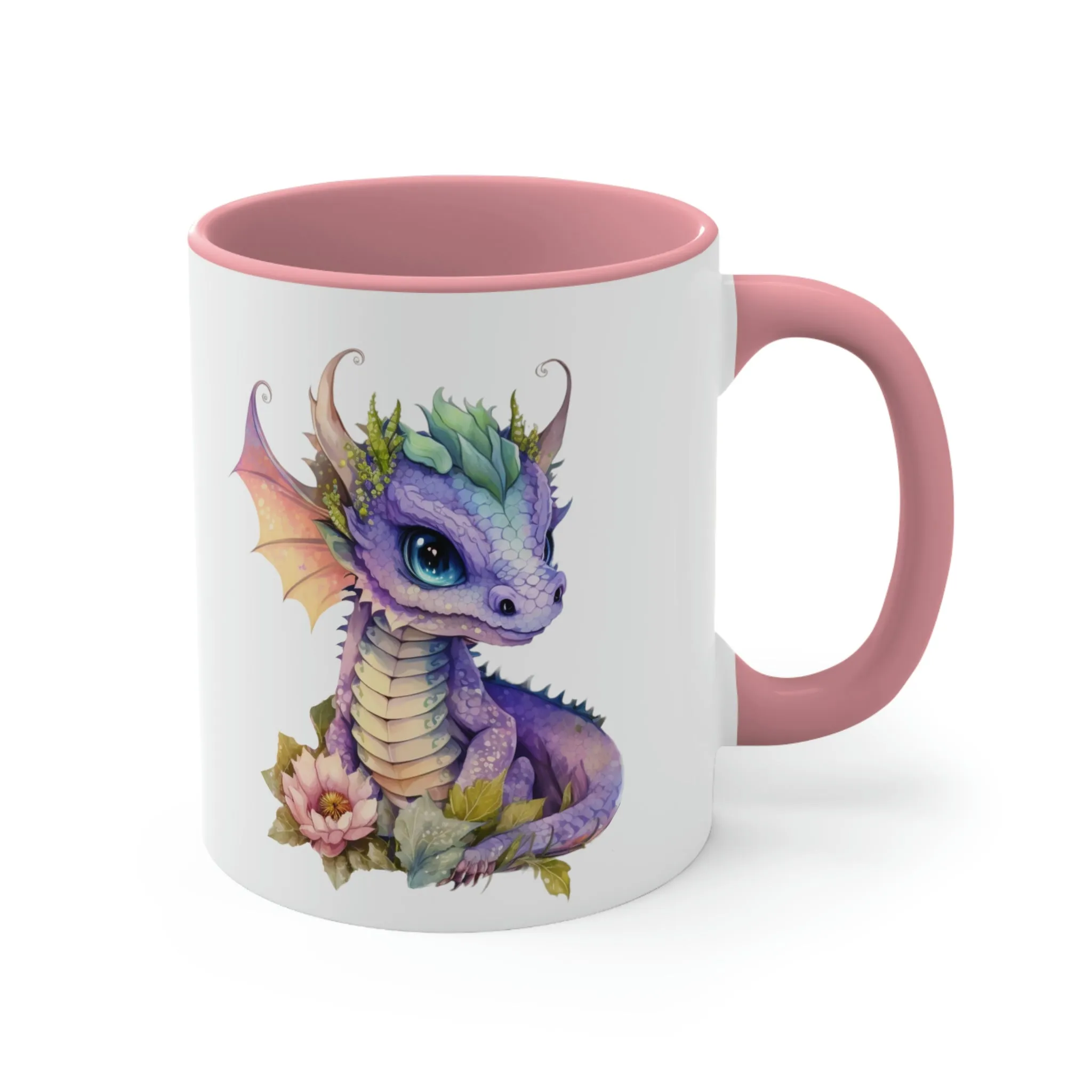 Cute Magic Watercolor Dragon 01 - Accent Coffee Mug, 11oz