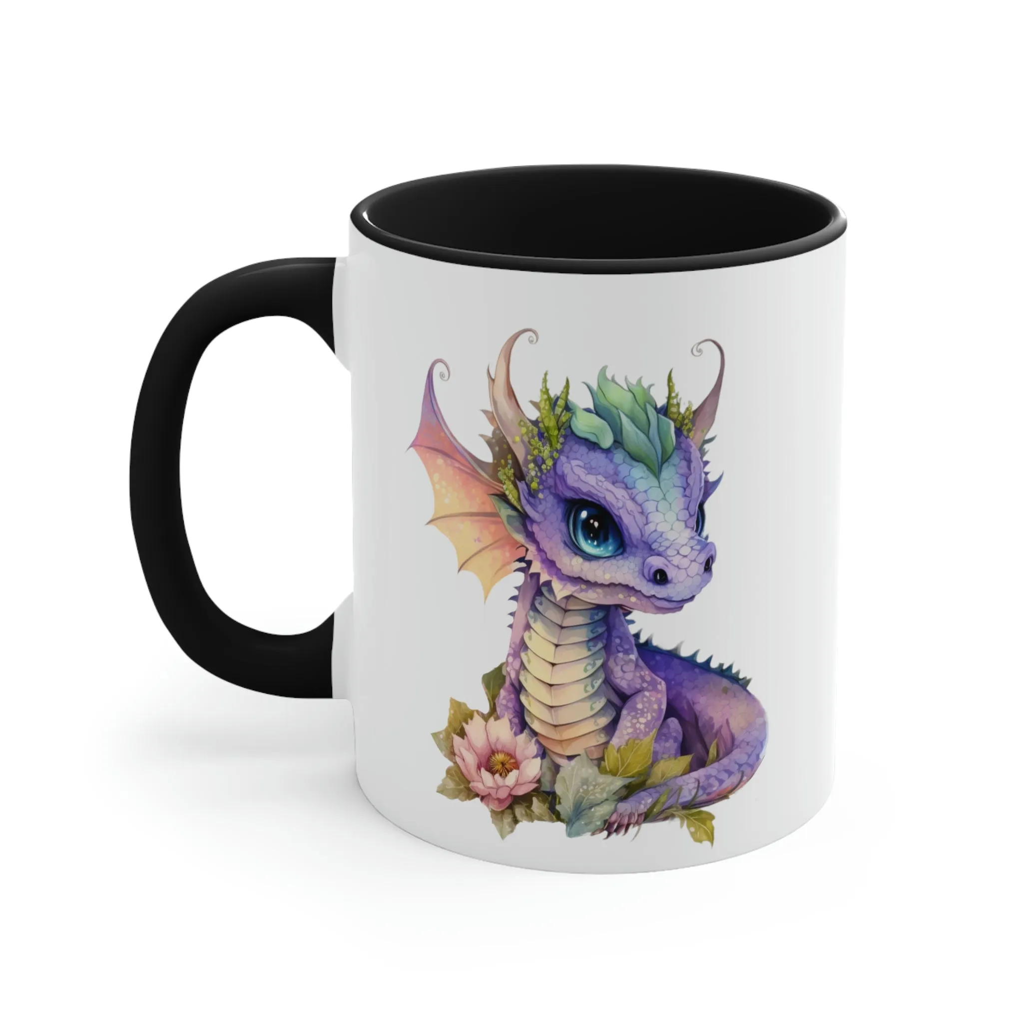 Cute Magic Watercolor Dragon 01 - Accent Coffee Mug, 11oz