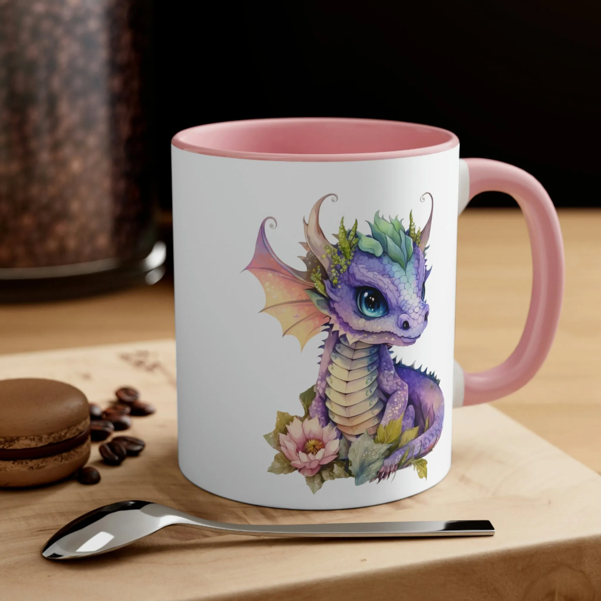 Cute Magic Watercolor Dragon 01 - Accent Coffee Mug, 11oz