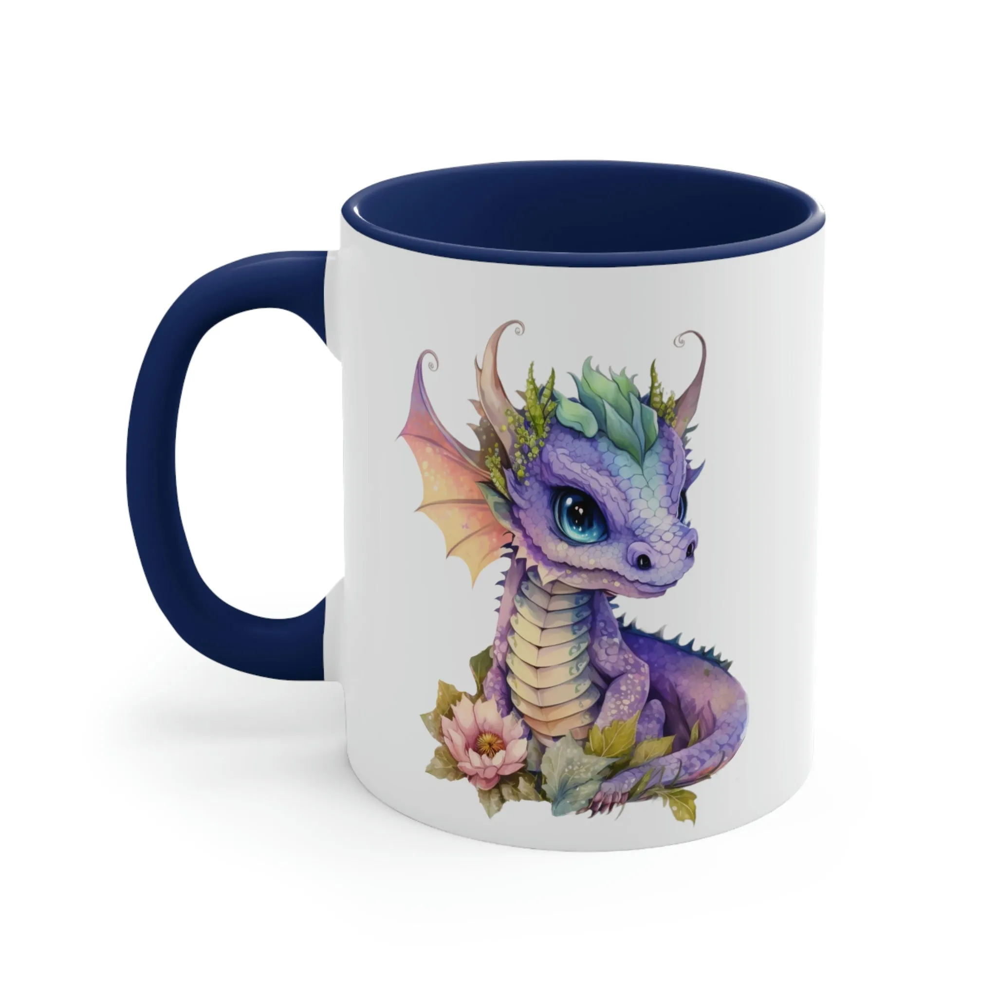 Cute Magic Watercolor Dragon 01 - Accent Coffee Mug, 11oz