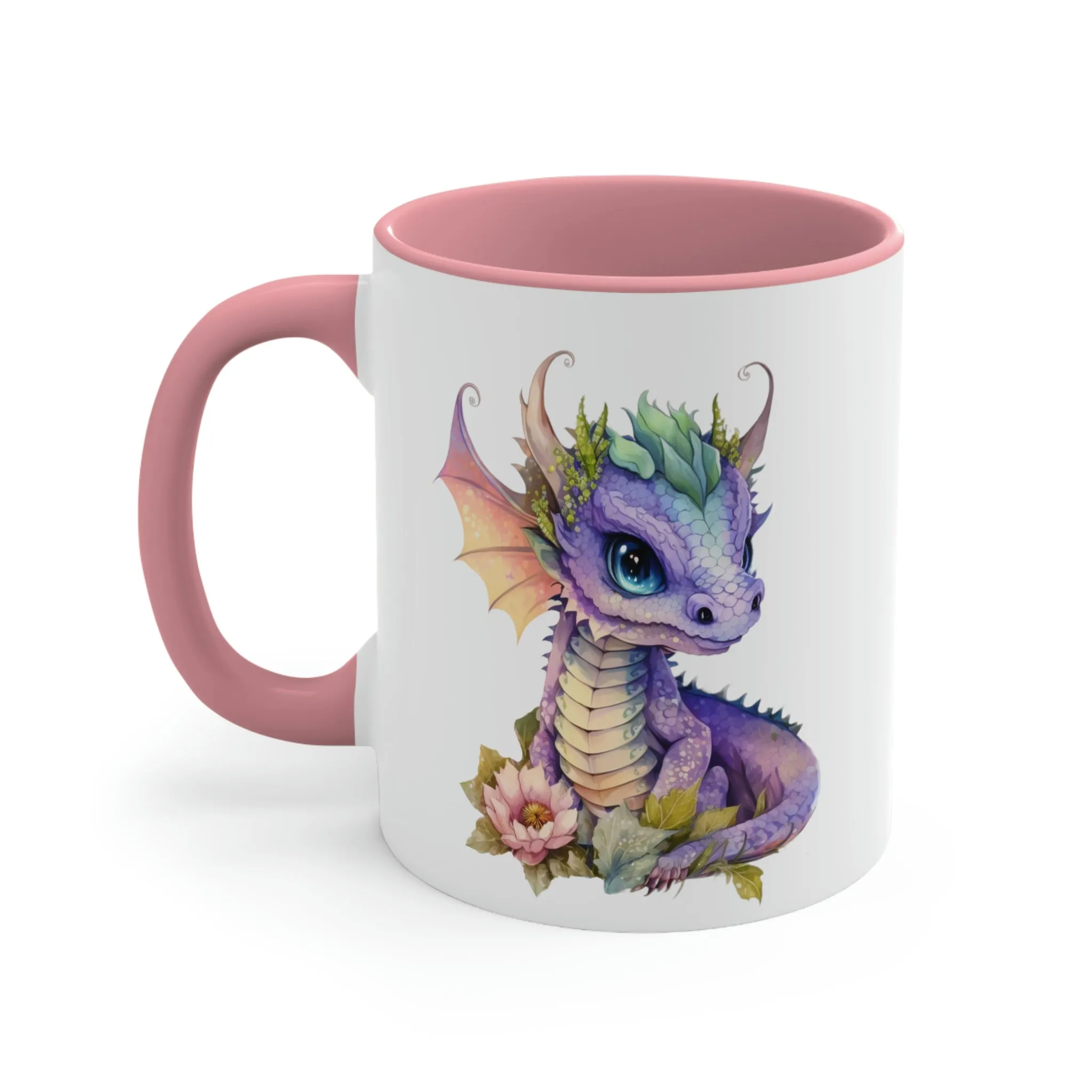 Cute Magic Watercolor Dragon 01 - Accent Coffee Mug, 11oz