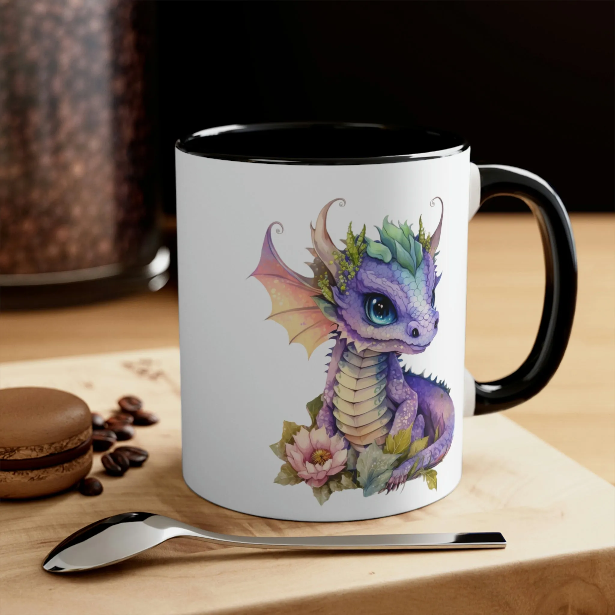 Cute Magic Watercolor Dragon 01 - Accent Coffee Mug, 11oz