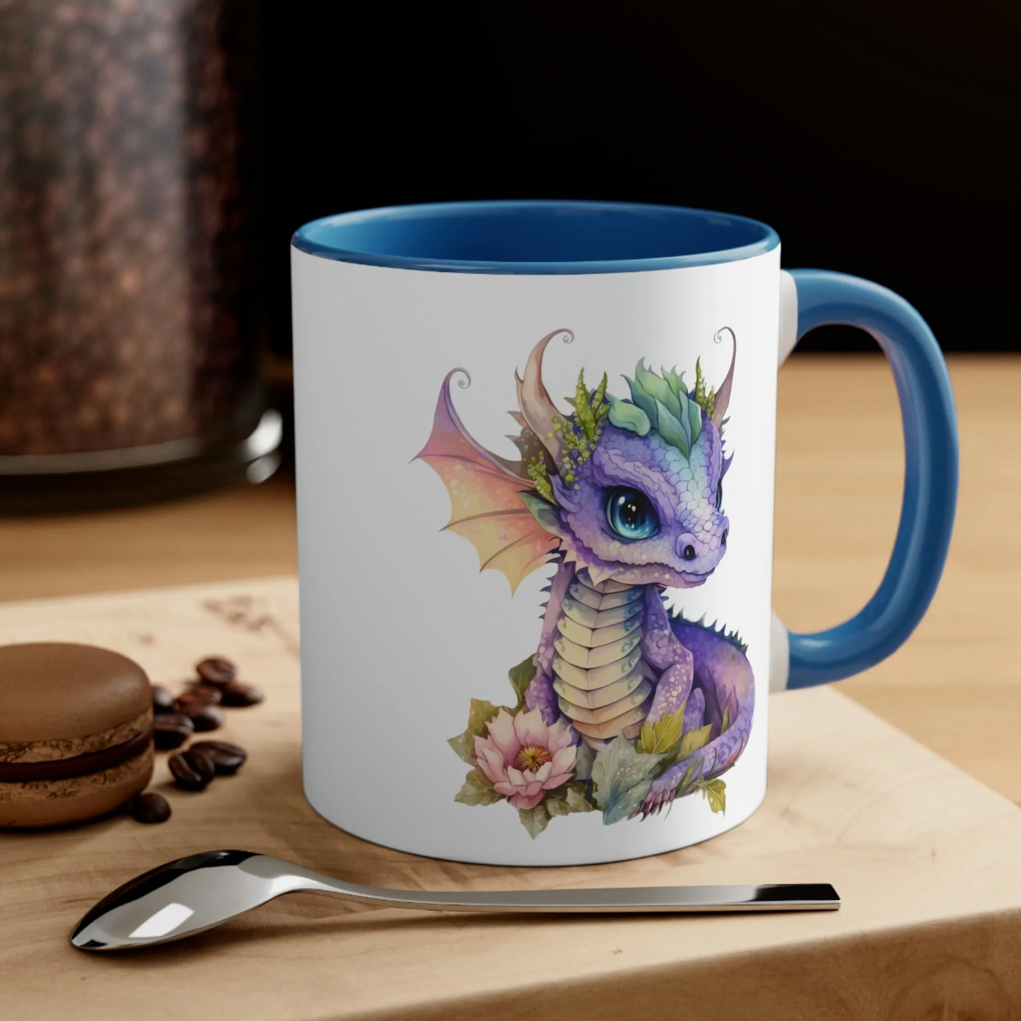 Cute Magic Watercolor Dragon 01 - Accent Coffee Mug, 11oz