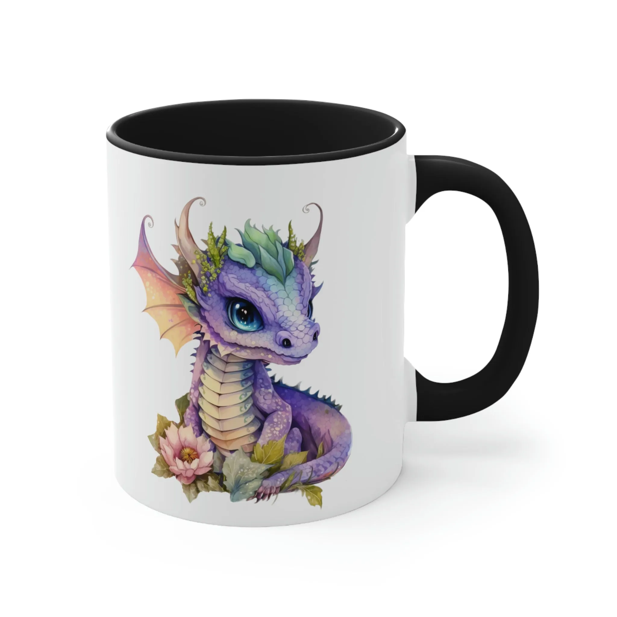 Cute Magic Watercolor Dragon 01 - Accent Coffee Mug, 11oz