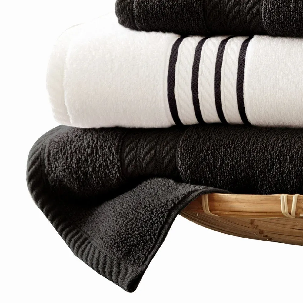 Dana 6 Piece Soft Egyptian  Cotton Towel Set, Stripes, Black, White By Casagear Home