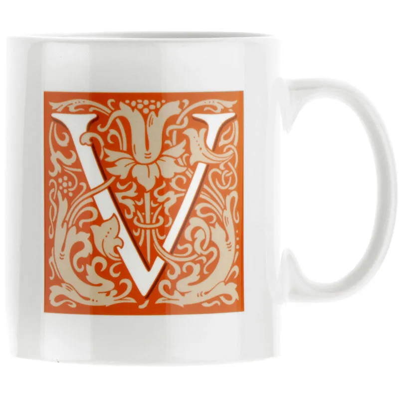 Decorated Initial Mug - Orange