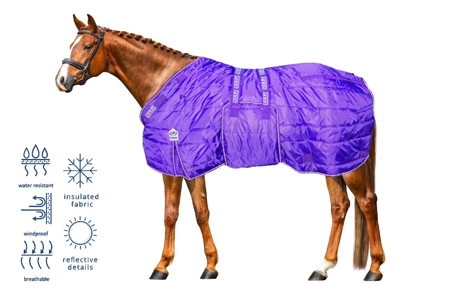 Derby Originals Nordic Tough Closed Front 420D  Reflective Winter Horse Stable Blanket 200g Medium Weight