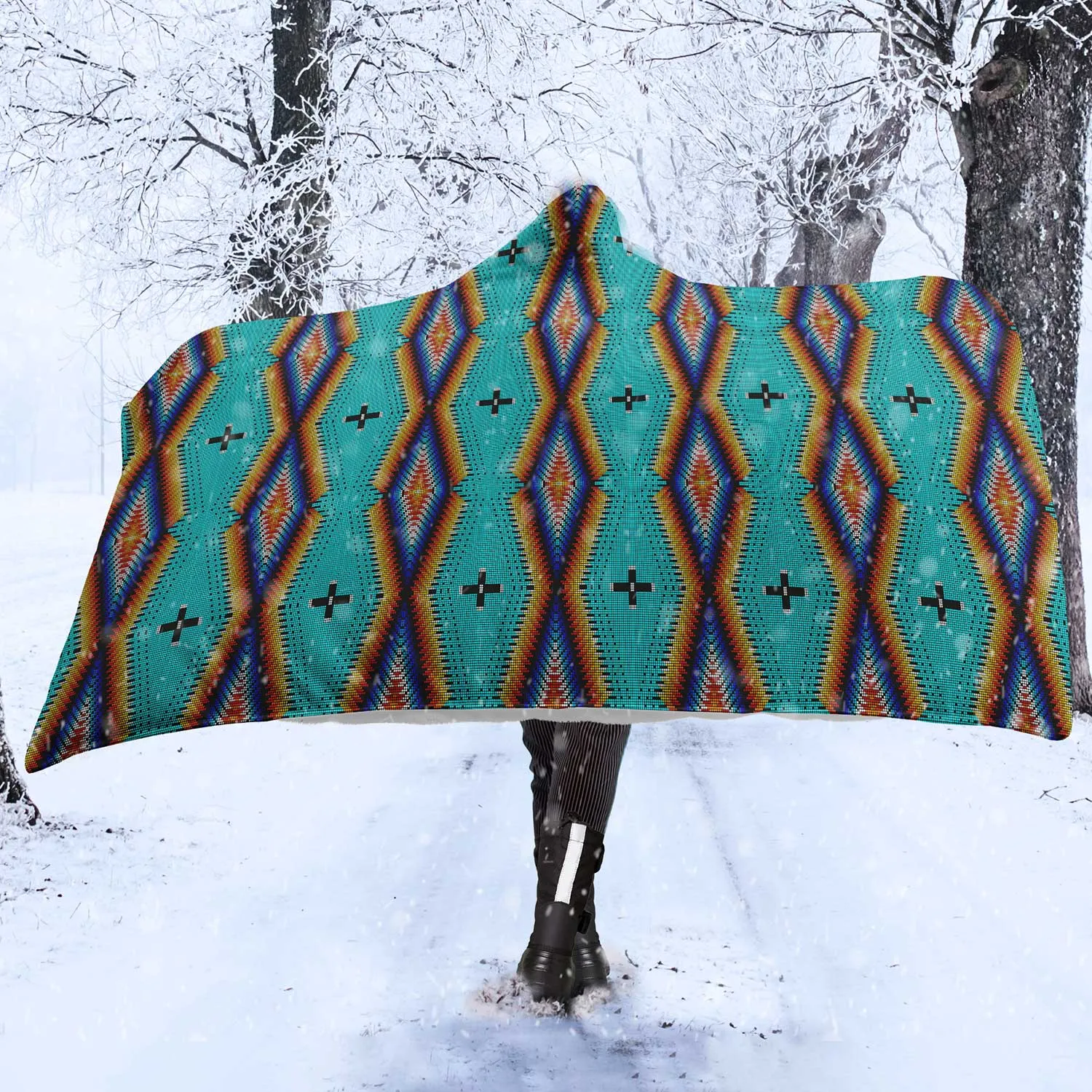 Diamond in the Bluff Turquoise Hooded Blanket