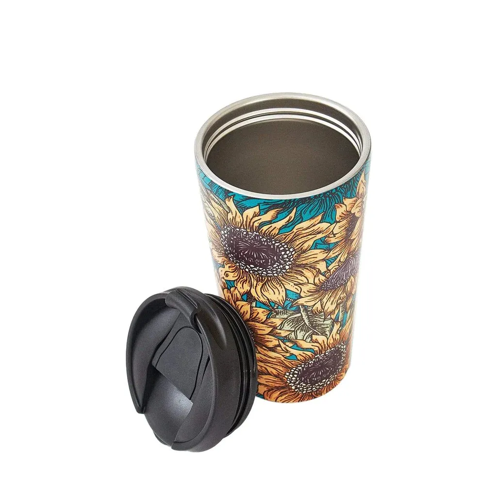 Eco Chic Teal Sunflower Thermal Coffee Cup