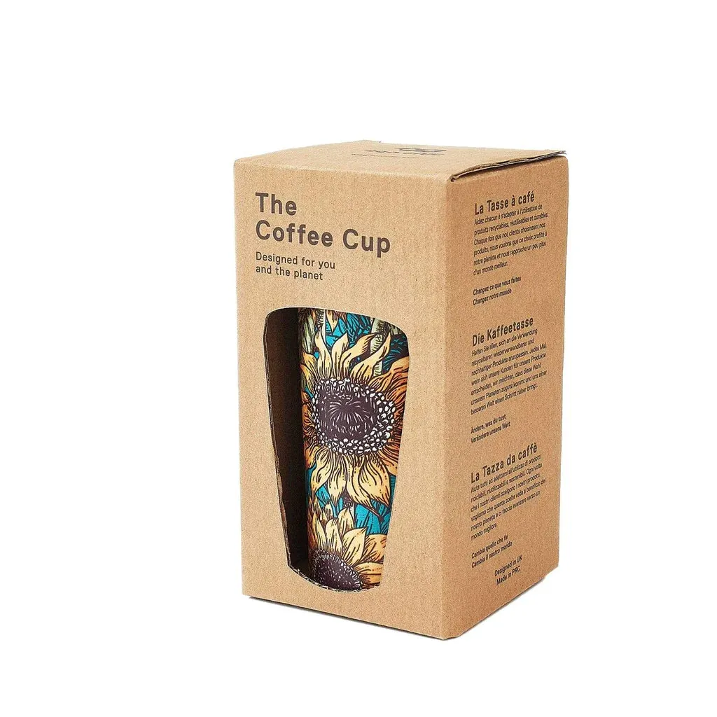 Eco Chic Teal Sunflower Thermal Coffee Cup