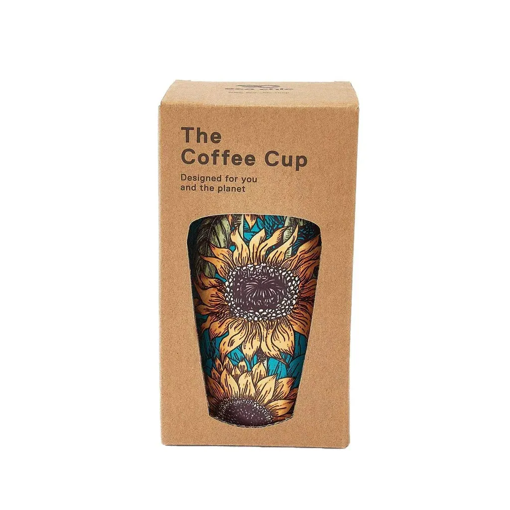 Eco Chic Teal Sunflower Thermal Coffee Cup