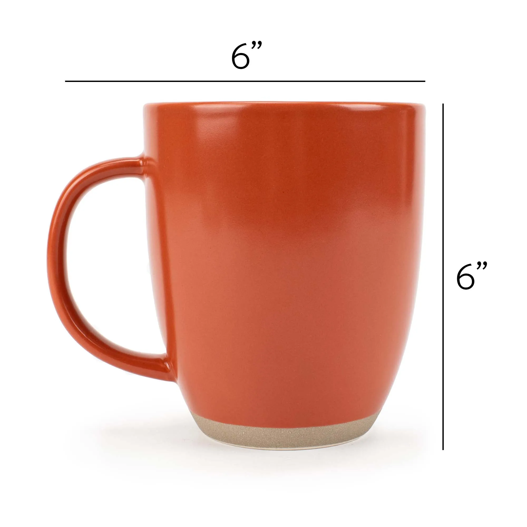 Elanze Designs Raw Clay Bottom Rust Red 13 ounce Ceramic Coffee Mugs Set of 4