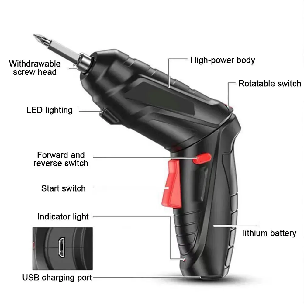 Electric Screwdriver Battery Rechargeable Cordless Screwdriver Powerful Impact Wireless Screwdriver Drill Electric Screw Driver