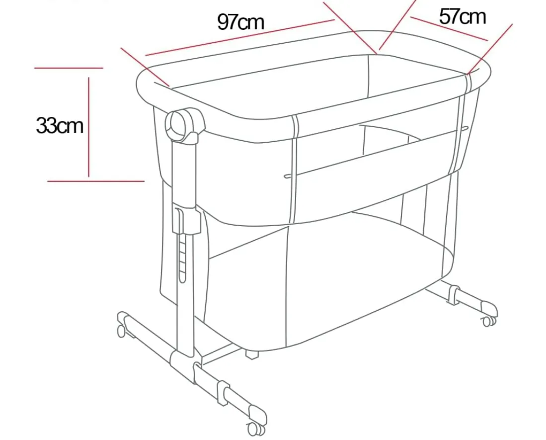 Elphybaby Baby Crib with Breathable Net - Grey