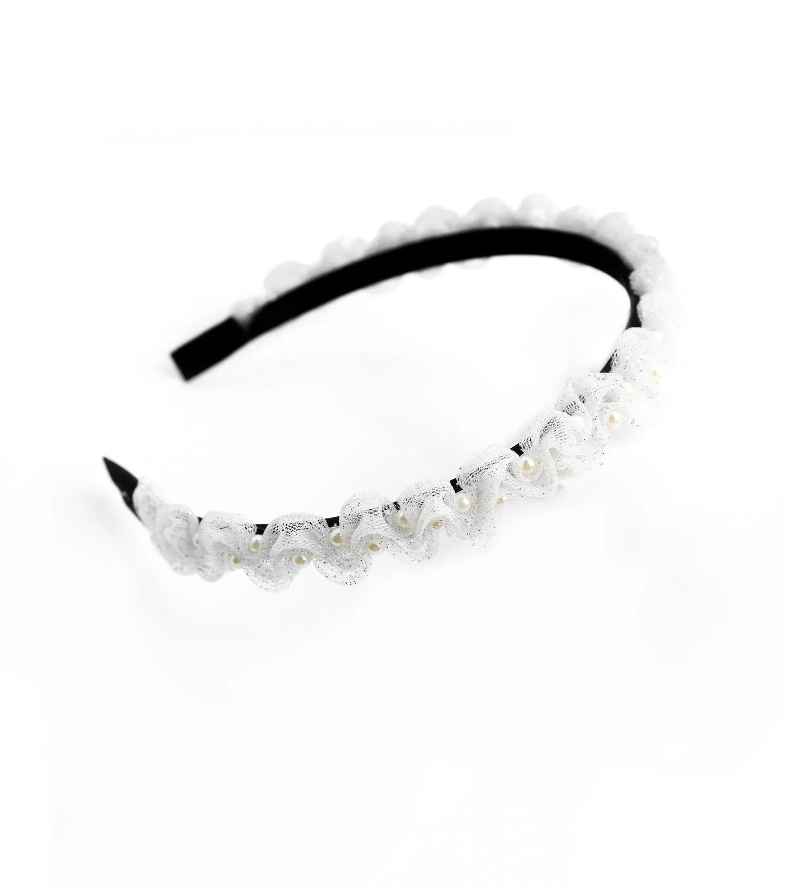 Faux Pearl Embellished Ethnic Headband- Silver