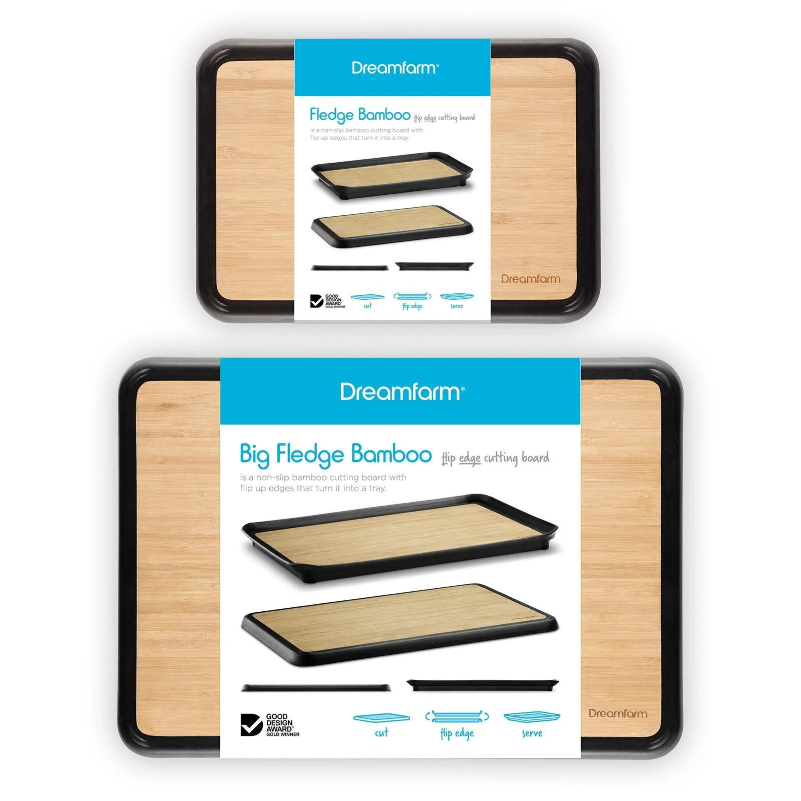 Fledge Bamboo Flip Edge Cutting Board Set