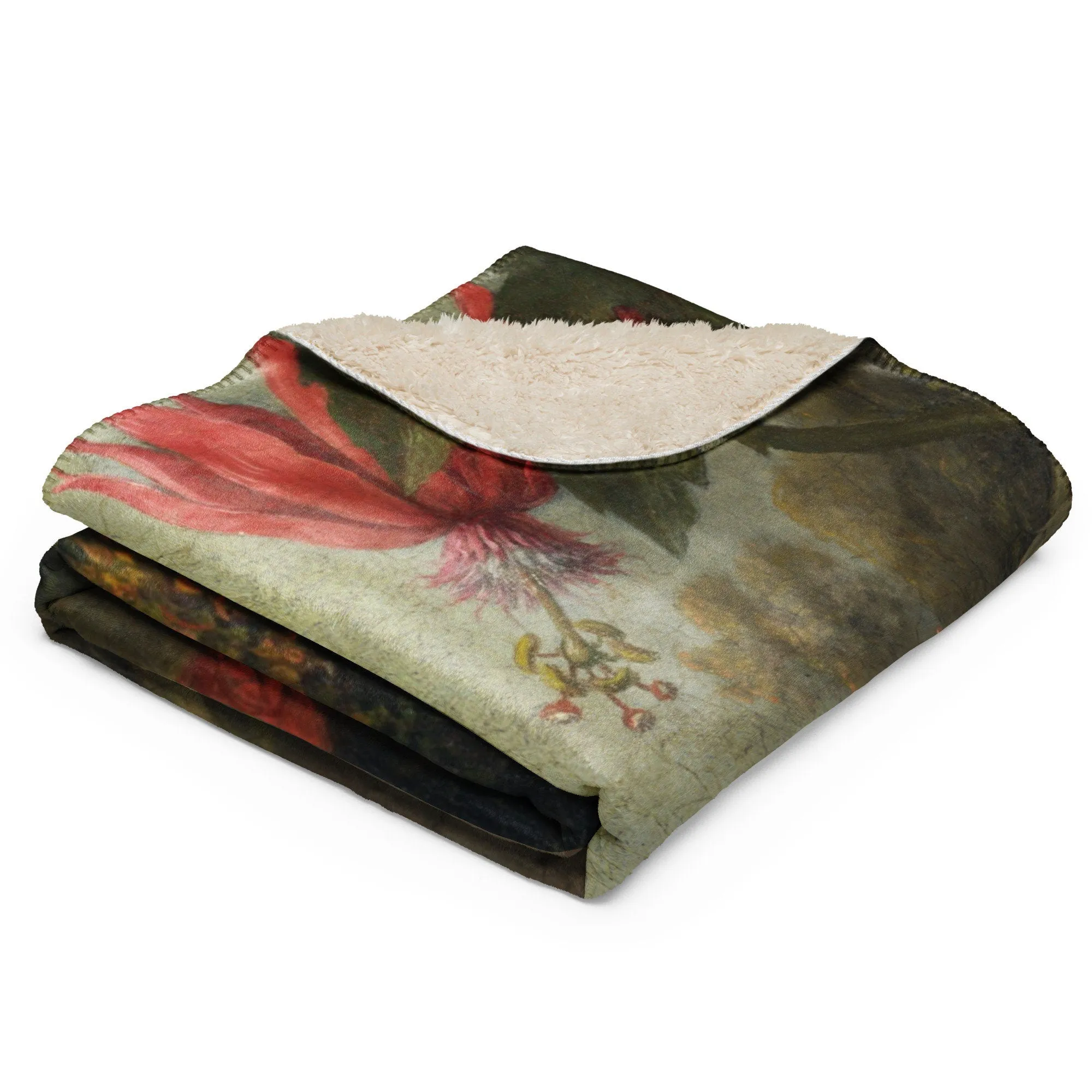 Floral Scene Sherpa Blanket Throw