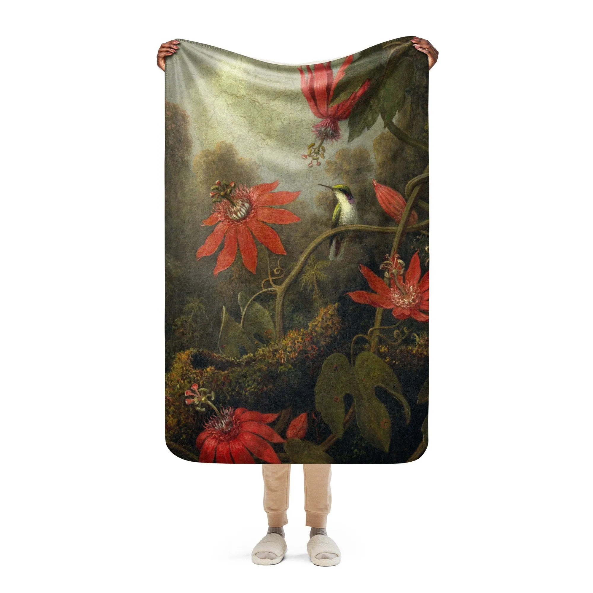 Floral Scene Sherpa Blanket Throw