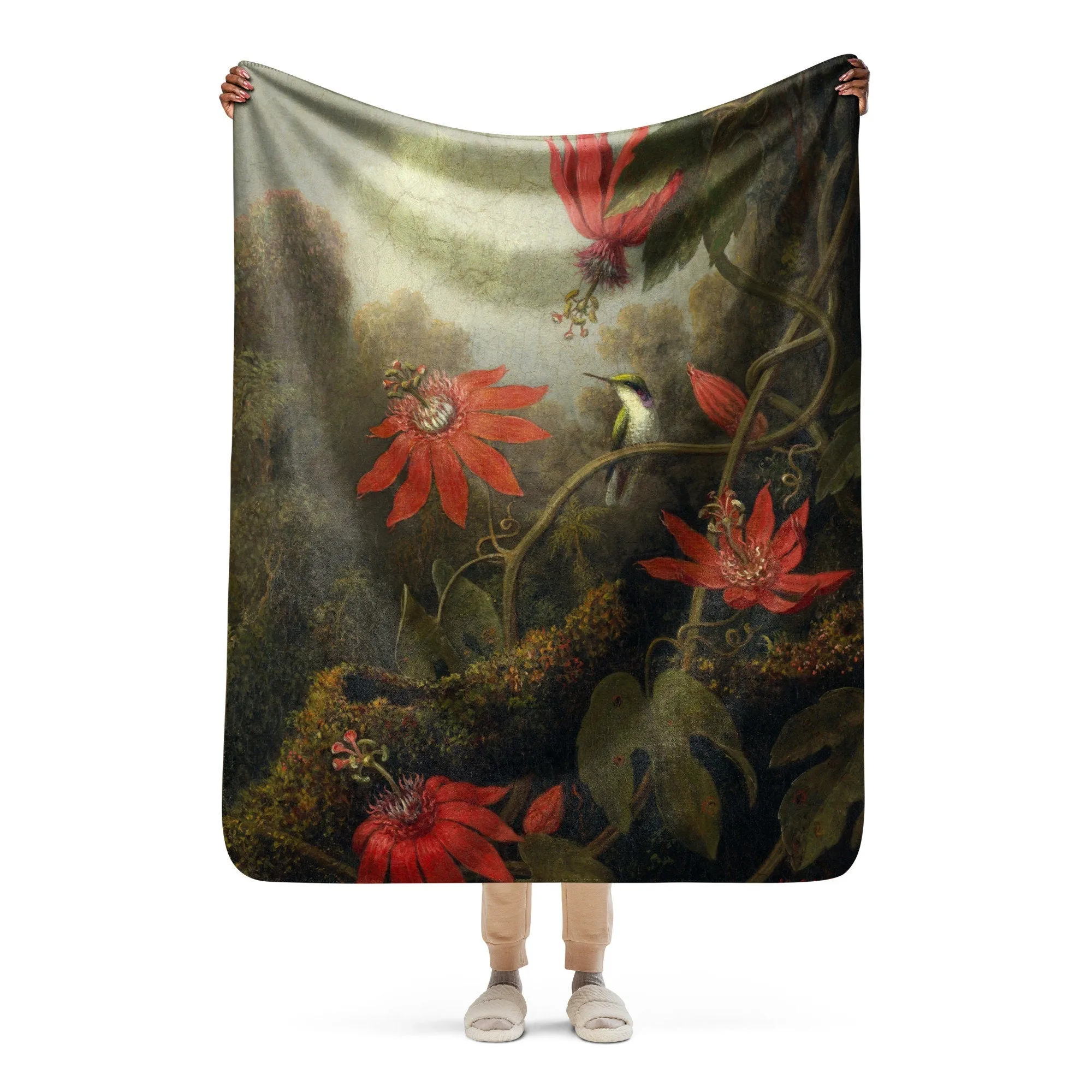 Floral Scene Sherpa Blanket Throw