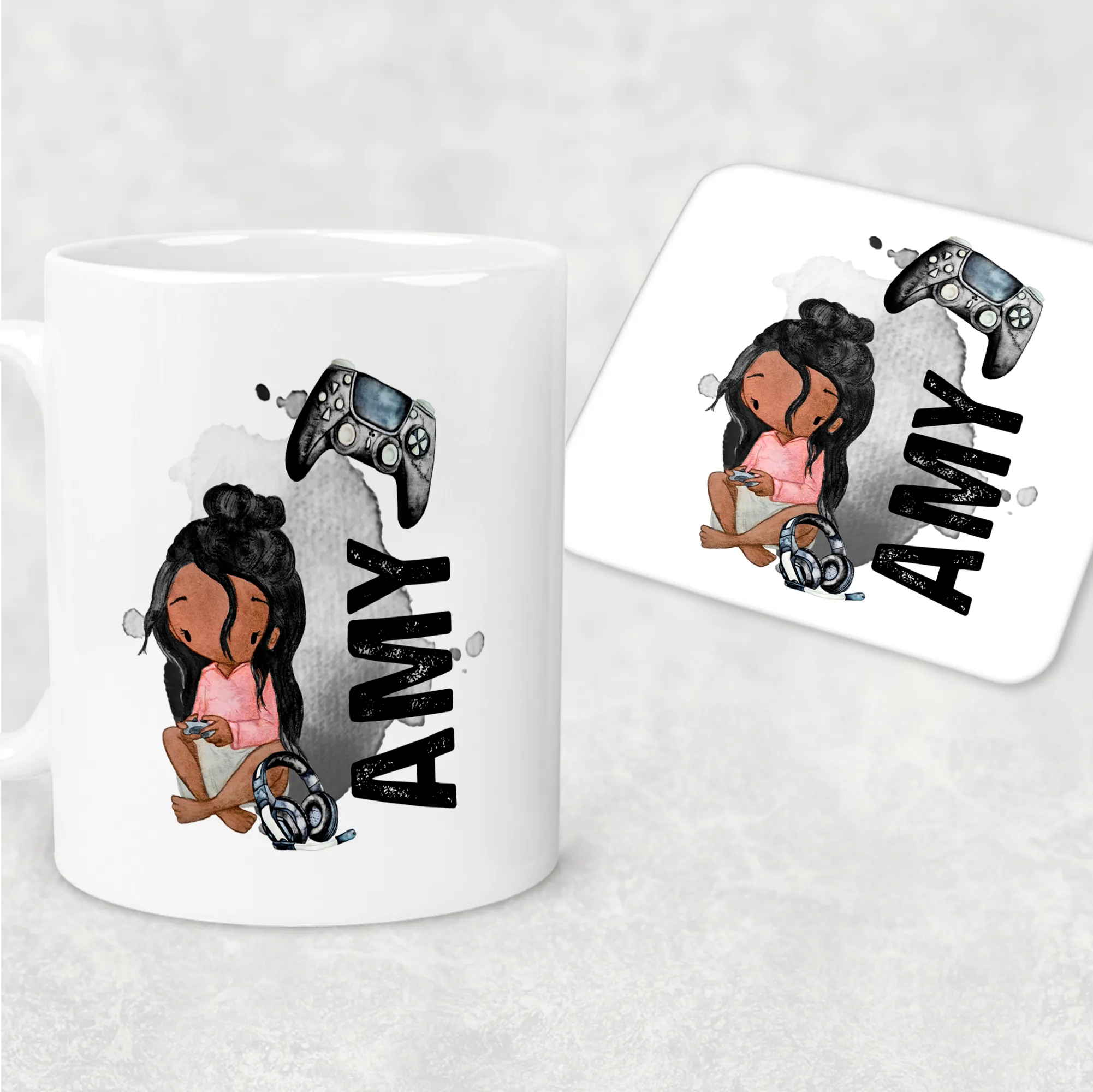 Gamer Character Personalised Watercolour Mug