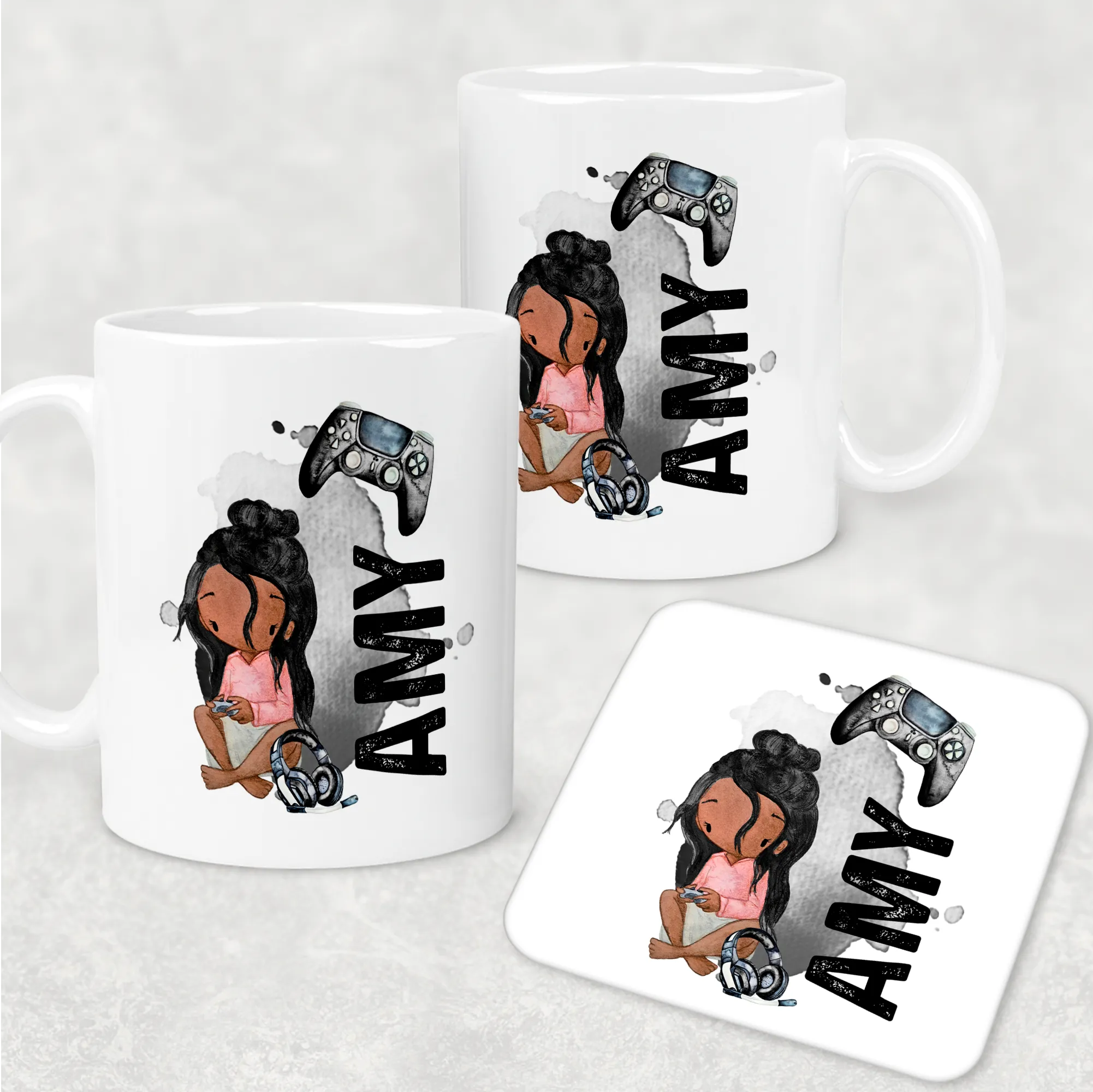 Gamer Character Personalised Watercolour Mug