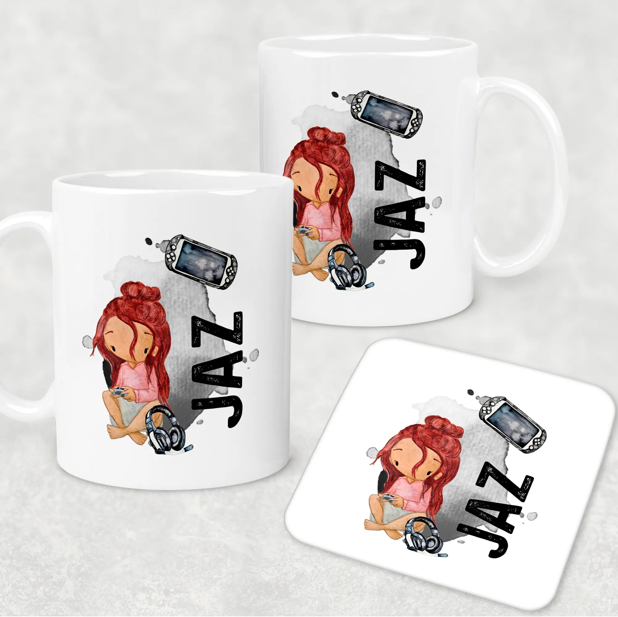 Gamer Character Personalised Watercolour Mug