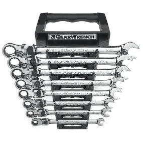 GearWrench 85798 8 Pc. 72-Tooth 12 Point XL Locking Flex Head Ratcheting Combination SAE Wrench Set