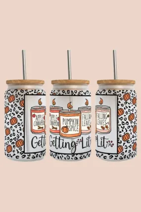 Getting Lit Fall Candles 16oz Libbey Glass Tumbler