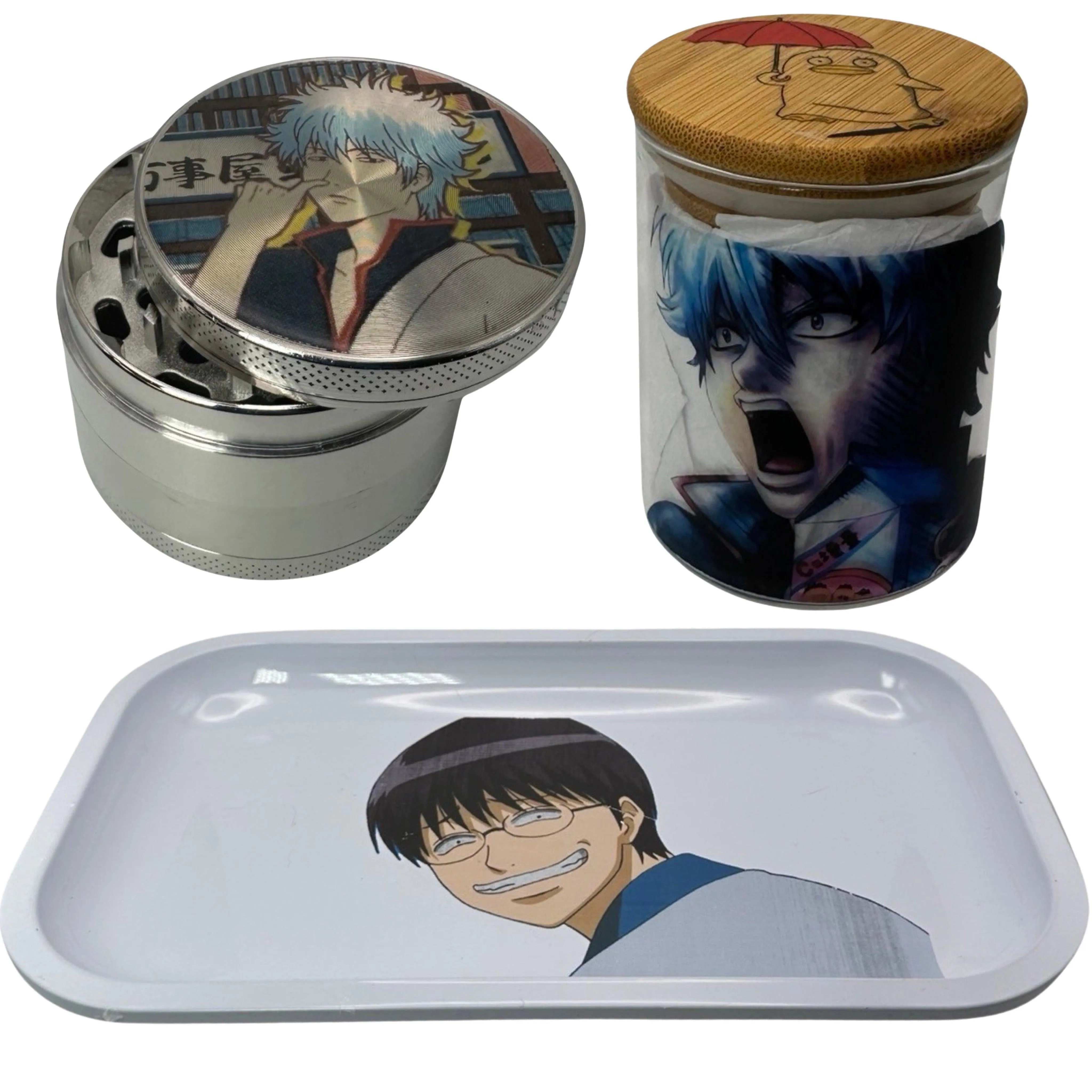 Gintama Anime Spice Grinder, Stash Jar, Rolling Tray Set