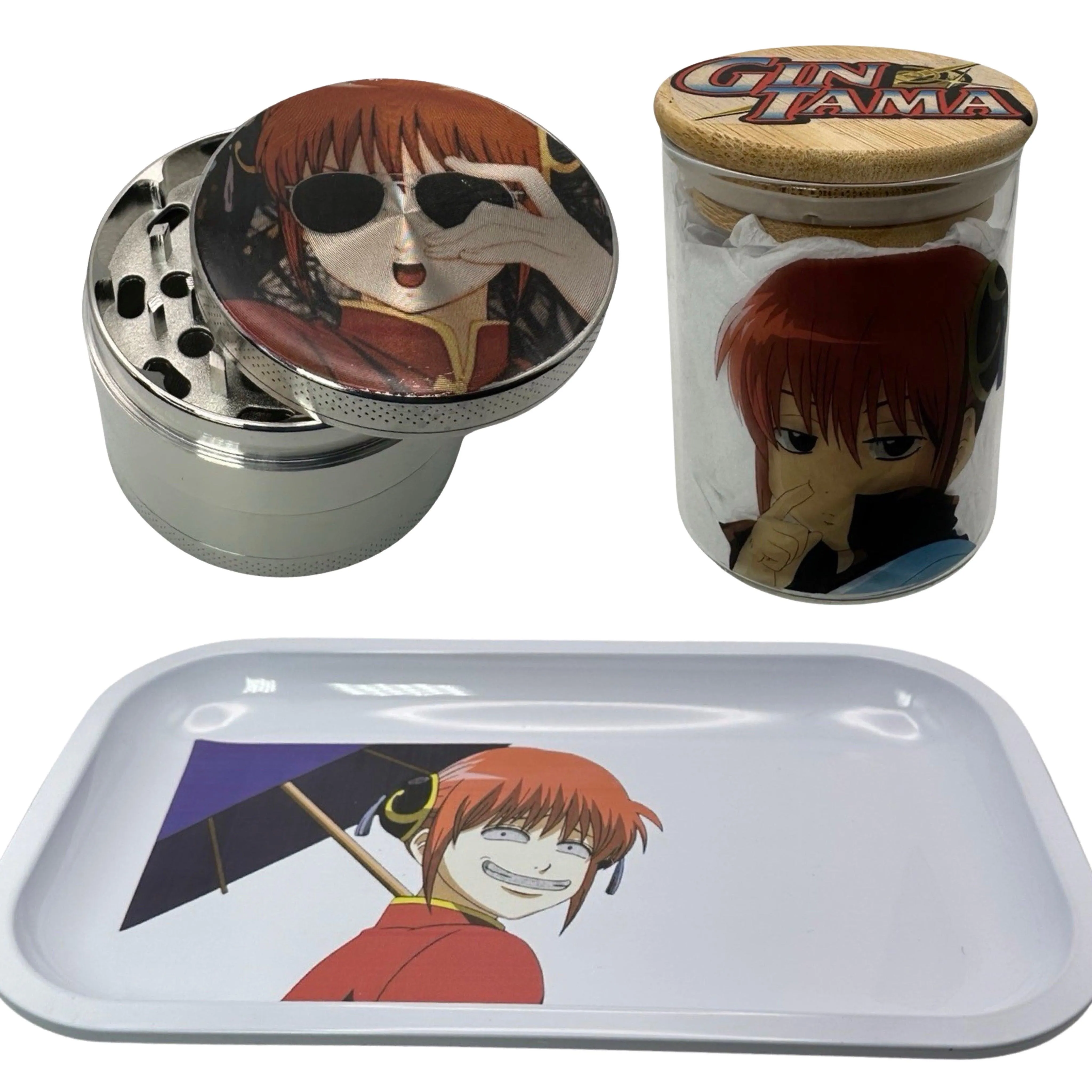 Gintama Anime Spice Grinder, Stash Jar, Rolling Tray Set