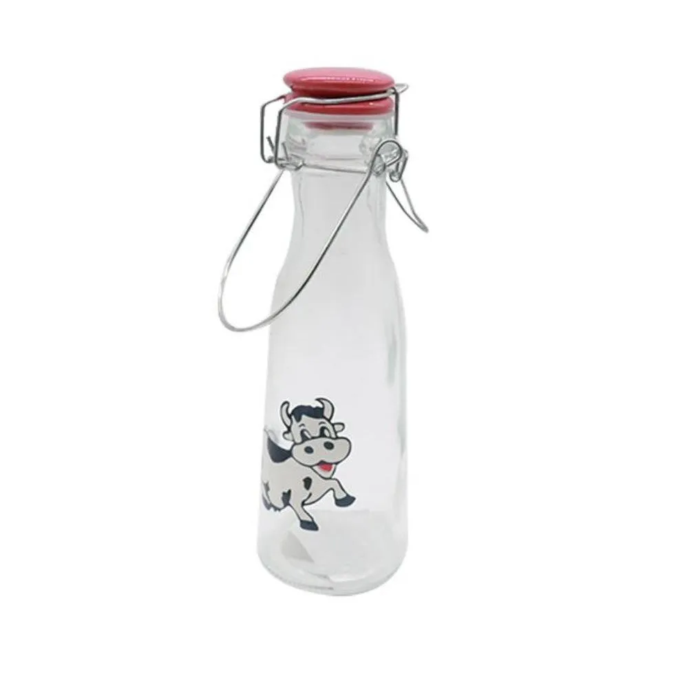 Glass Bottle  21.5cm with swing  Lid Mix Design