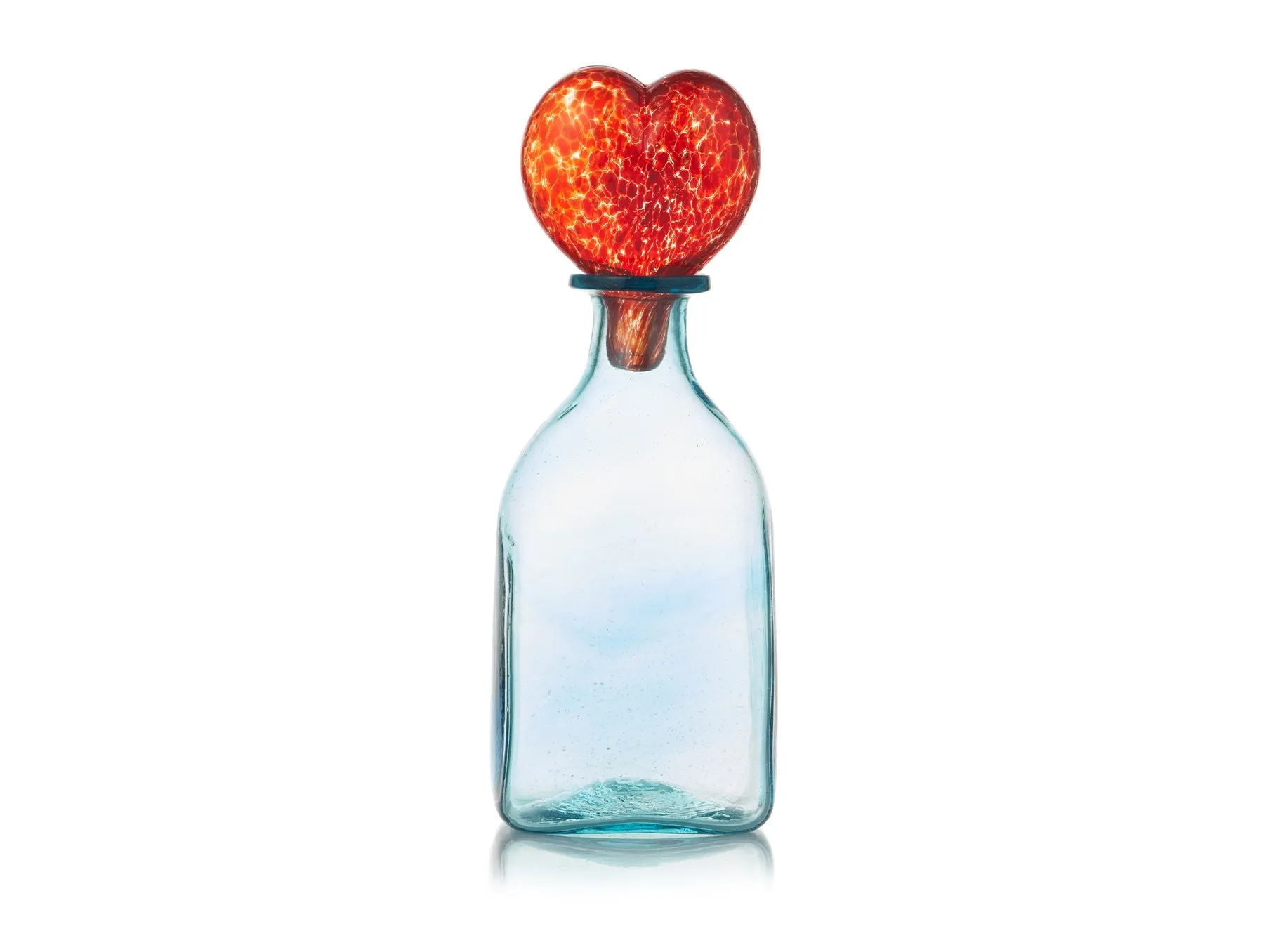 Glass Heart Bottle Stopper in Red, 10cm