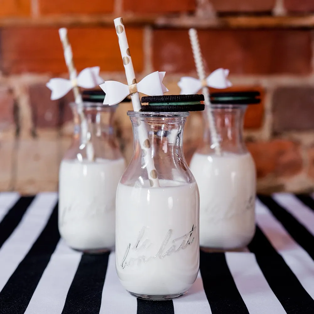 GLASS MILK BOTTLE (4/pkg)