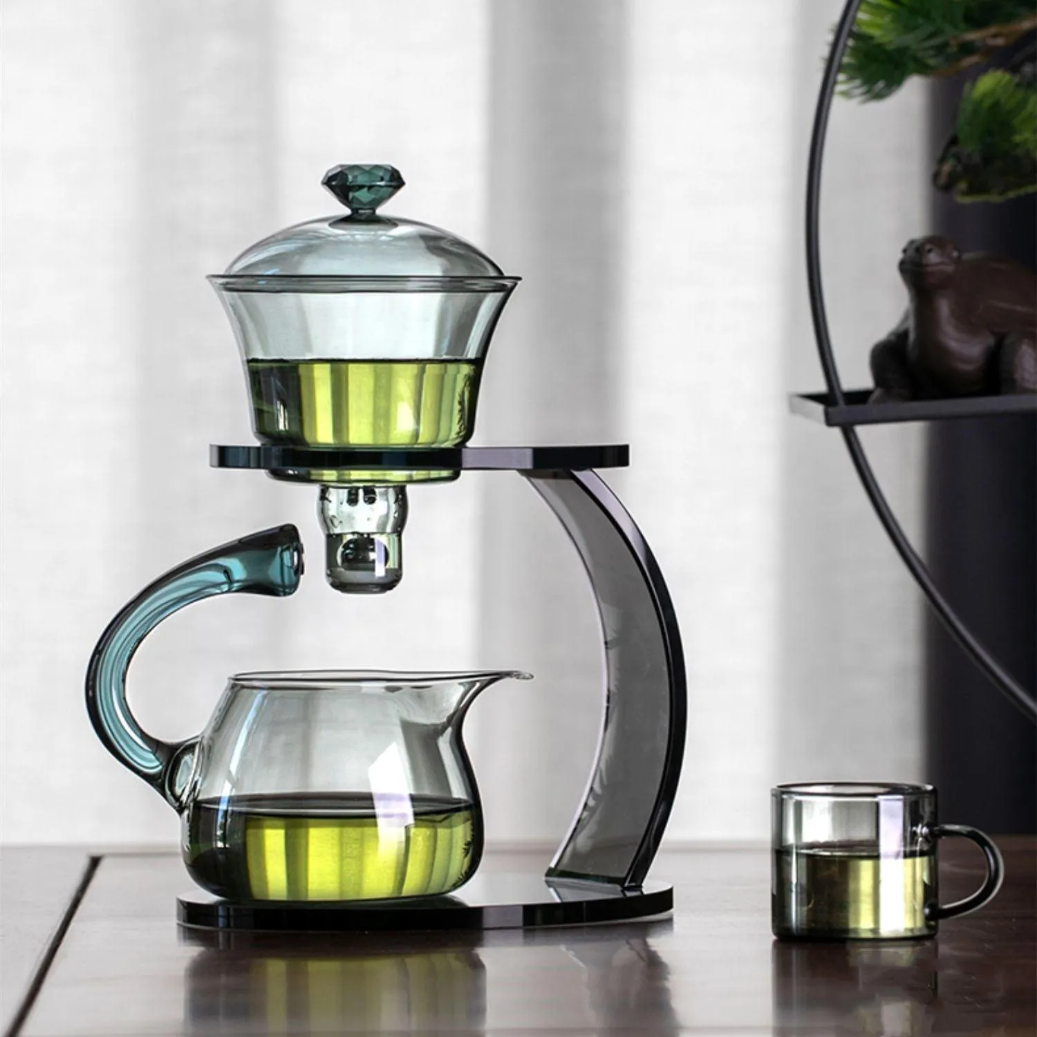 Glass Tea Brewing Set With Magnetic Automatic Dispenser