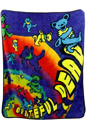 Grateful Dead Bear Spiral Fleece Throw Blanket